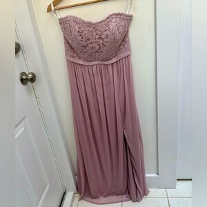 David’s Bridal formal bridesmaid gown Size 10. Front slit